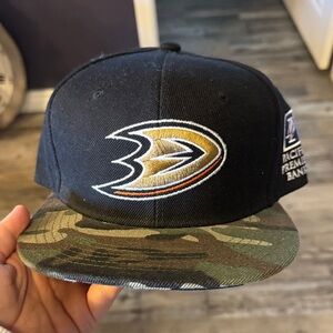 Black Cap with Camo Brim Anaheim Ducks and Logo